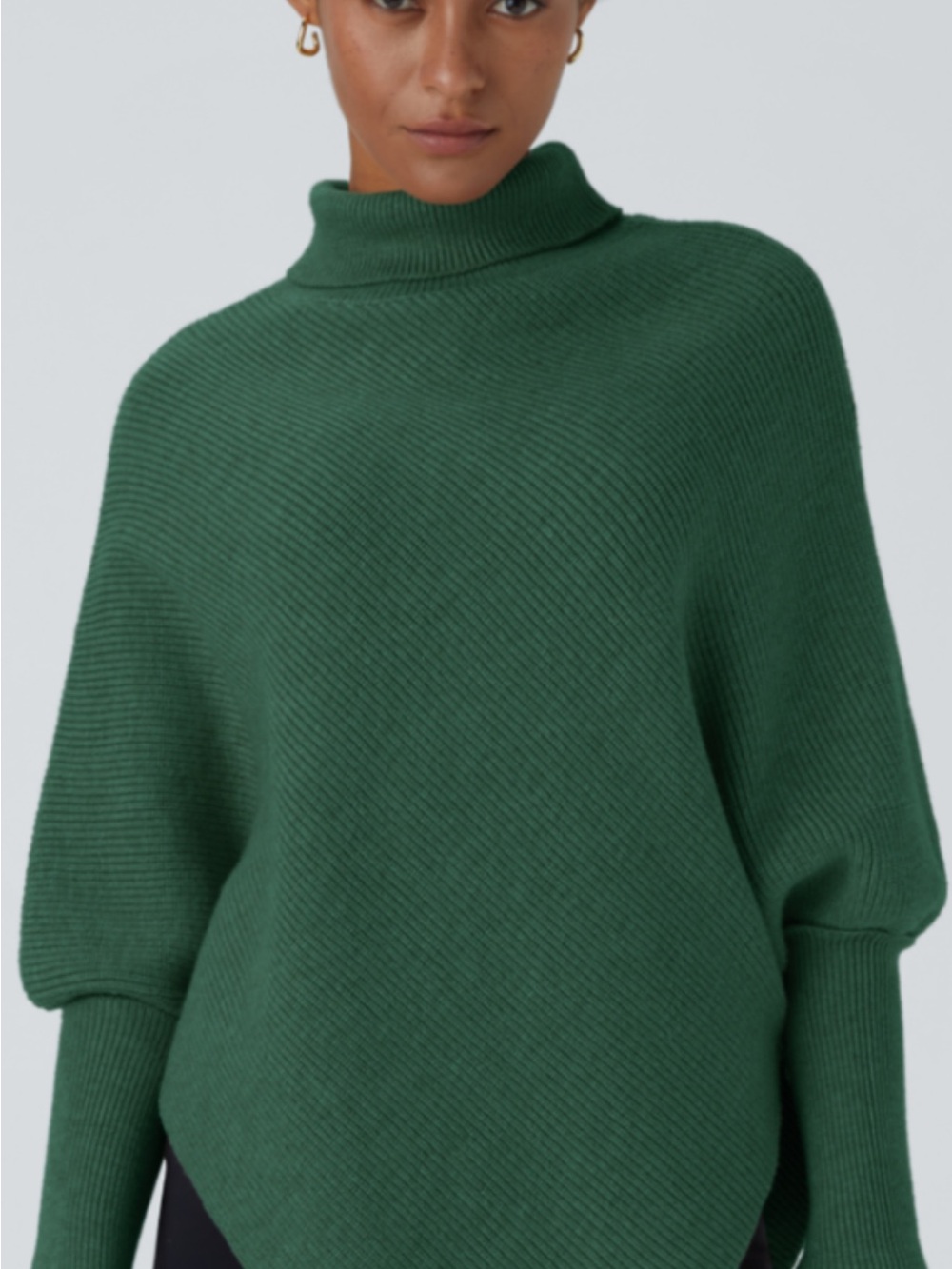 HALARA Forest Green XL Ribbed Mock Neck Dolman Sweater NWOT